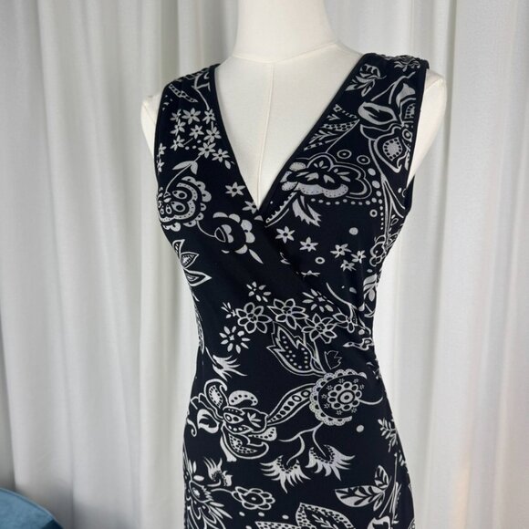 Vintage Le Château Black Mesh Asymmetric Dress Medium - Picture 2 of 7